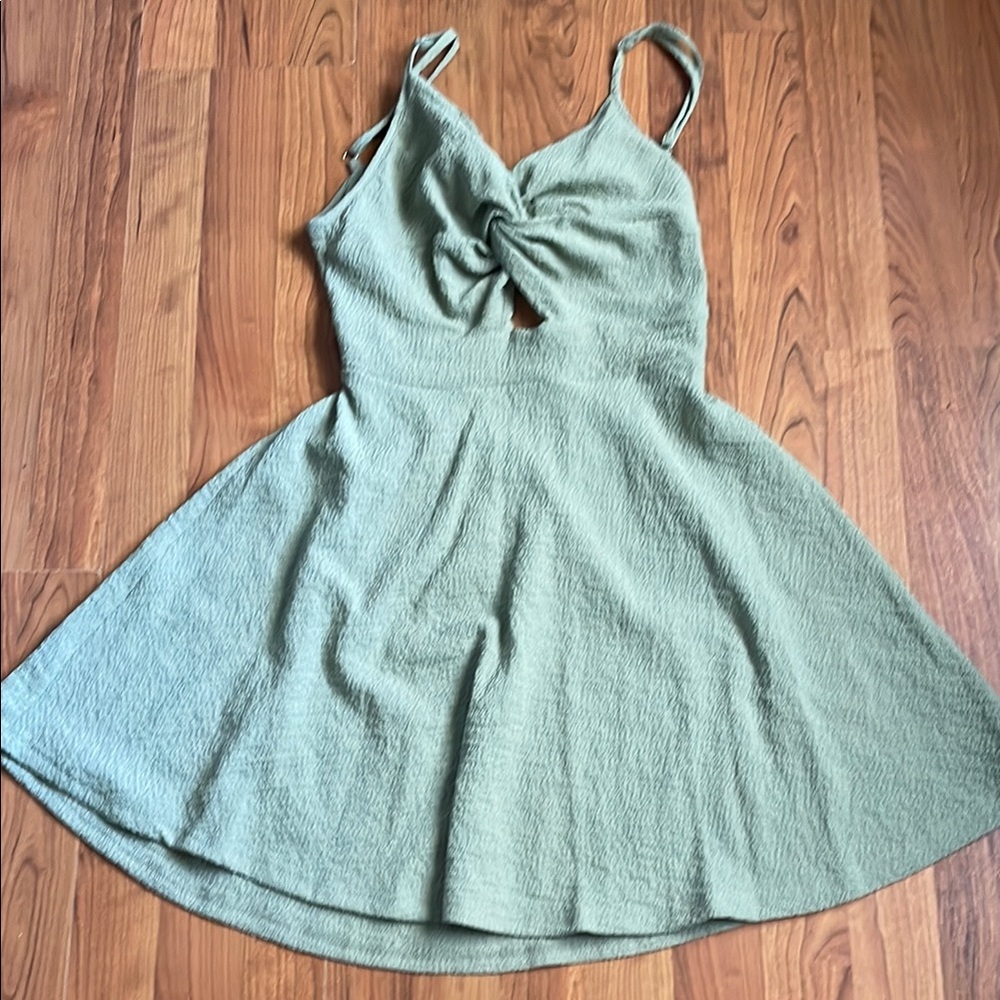 SHEIN Olive Green Twist Front Dress